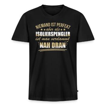 Lustige Isolierspengler Beruf Arbeit Dämmung - Men's Premium Organic T-shirt with V-neck - black - Front - Nico (187cm)