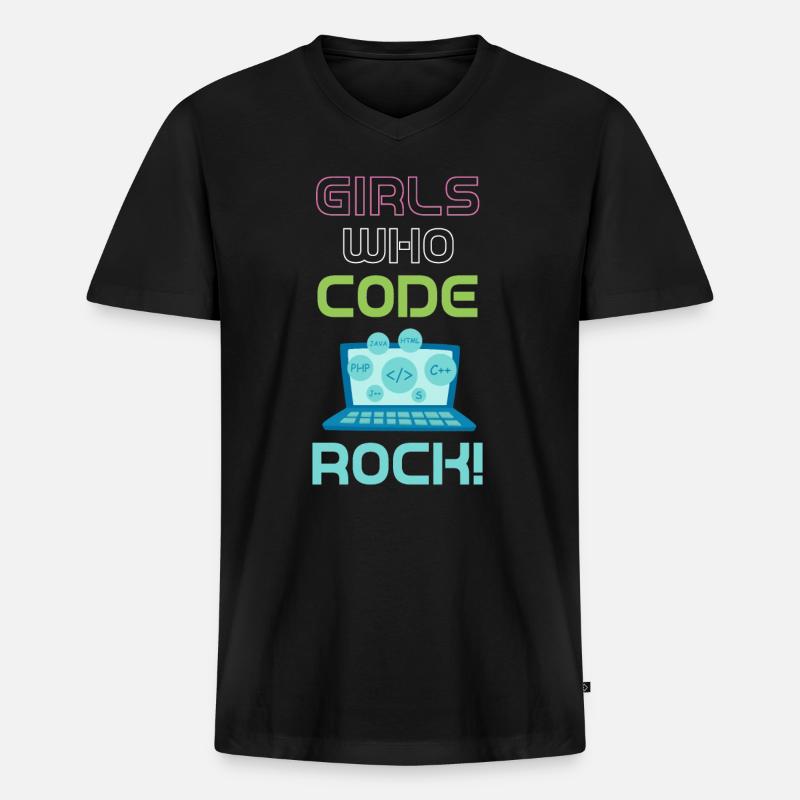 Mädels, Die Programmieren, Rocken! Programmierer, - Männer Premium Bio T-Shirt mit V-Ausschnitt - Schwarz