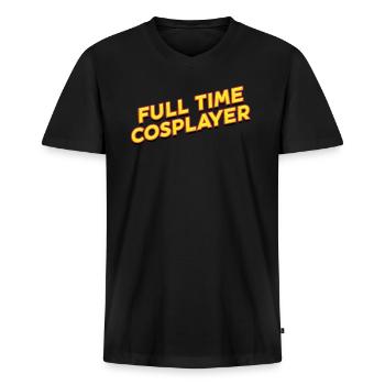 Full-time Cosplayer Funny Costume Medieval - Men's Premium Organic T-shirt with V-neck - black - Front - Nico (187cm)