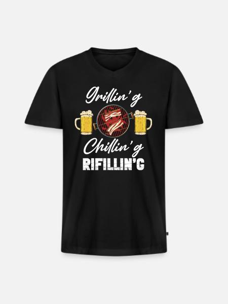 Grillin'g Chillin'g Refilli'n Barbecue Lover - Men's Premium Organic T-shirt with V-neck - black