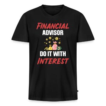 Les planificateurs financiers le font avec l’impôt comptable d’intérêt - T-shirt encolure en V Premium bio Homme - noir - Devant - Nico (187cm)