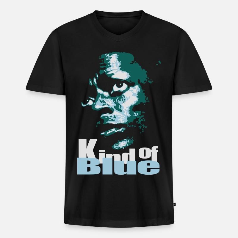 Blauer Jazz Flex - Männer Premium Bio T-Shirt mit V-Ausschnitt - Schwarz
