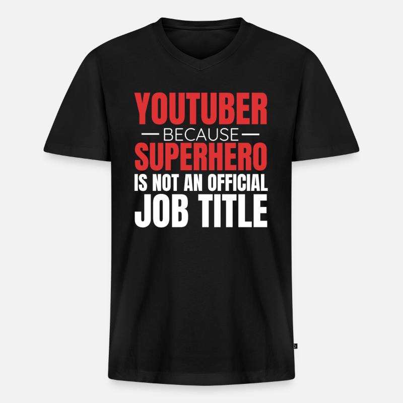 Youtube Vlog Youtuber Superheld - Männer Premium Bio T-Shirt mit V-Ausschnitt - Schwarz