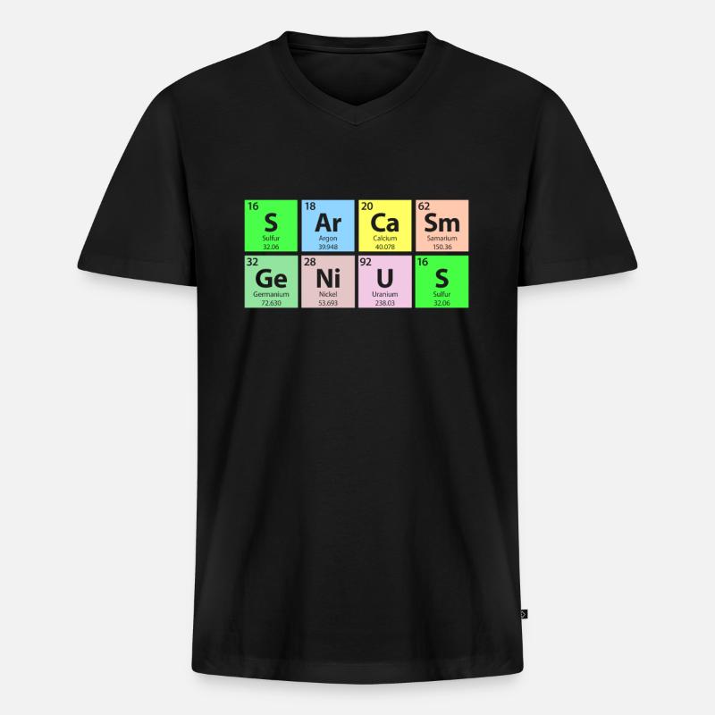 Sarcasm Genius Periodensystem - Männer Premium Bio T-Shirt mit V-Ausschnitt - Schwarz