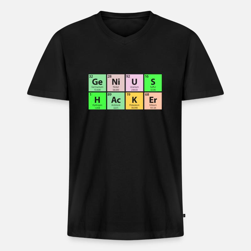 Genius Hacker Periodentisch - Männer Premium Bio T-Shirt mit V-Ausschnitt - Schwarz