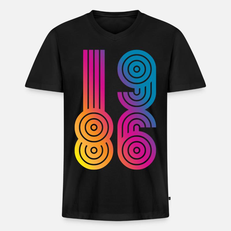 86 Eight Six 1986 - Männer Premium Bio T-Shirt mit V-Ausschnitt - Schwarz