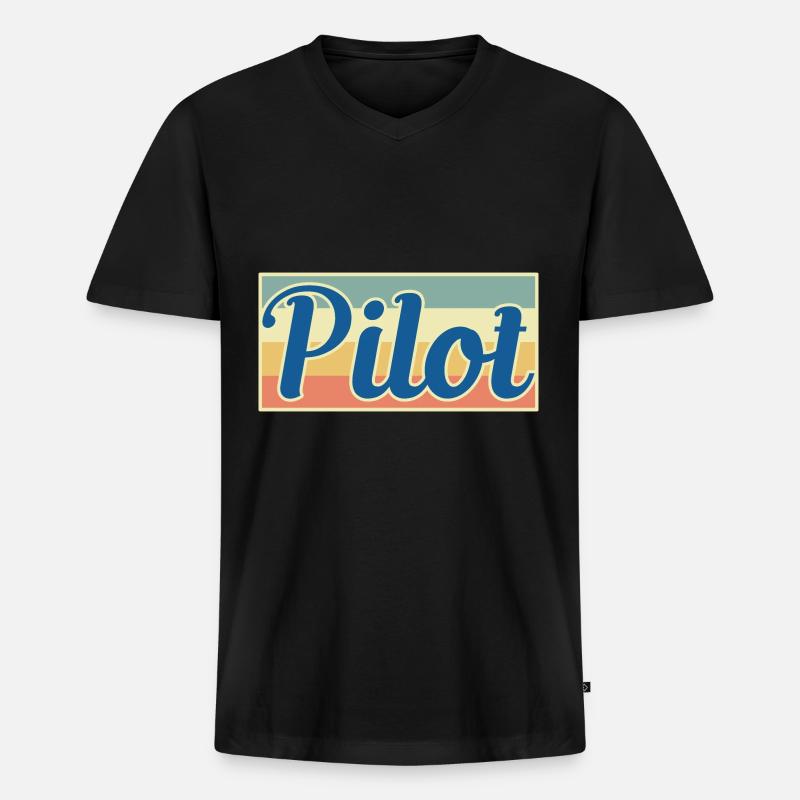 Pilot - Männer Premium Bio T-Shirt mit V-Ausschnitt - Schwarz