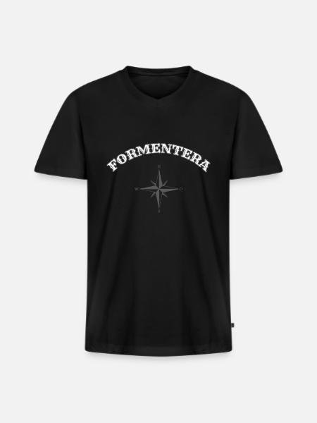 FORMENTERA - Männer Premium Bio T-Shirt mit V-Ausschnitt - Schwarz