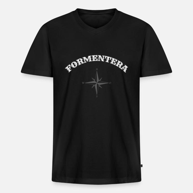 FORMENTERA - Männer Premium Bio T-Shirt mit V-Ausschnitt - Schwarz