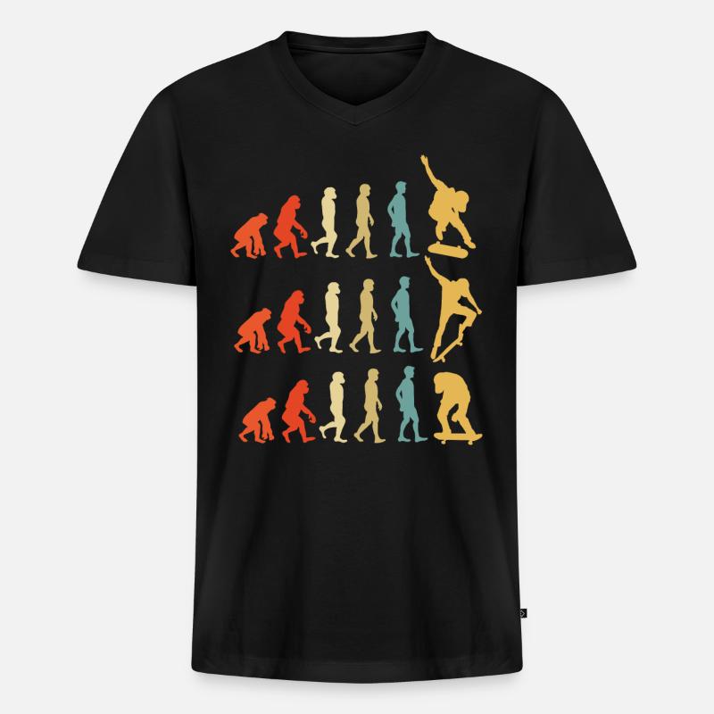 Skateboard Evolution Geschenk - Männer Premium Bio T-Shirt mit V-Ausschnitt - Schwarz