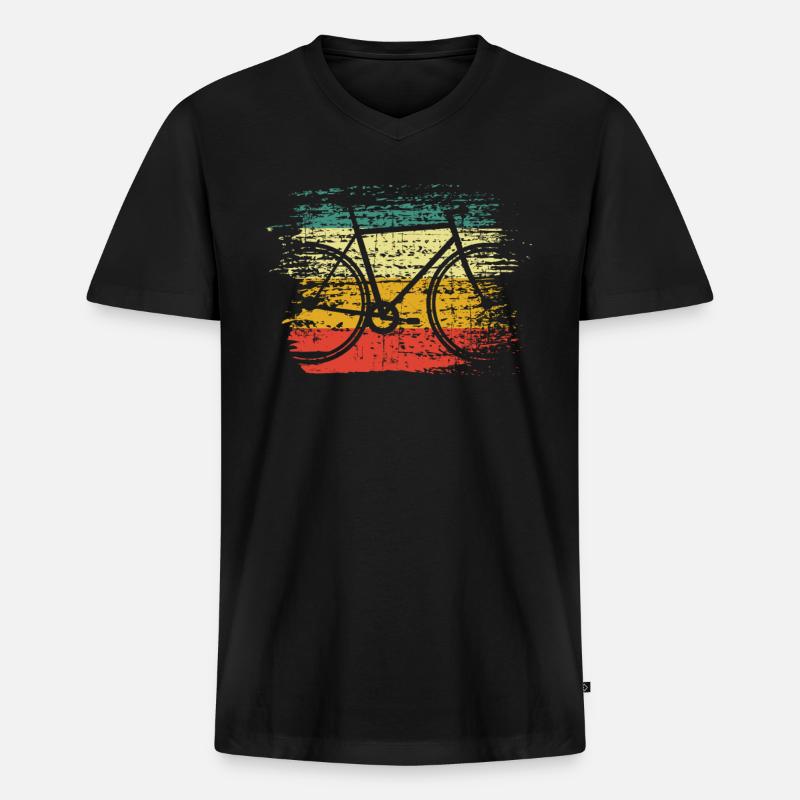 Fahrrad retro - Männer Premium Bio T-Shirt mit V-Ausschnitt - Schwarz