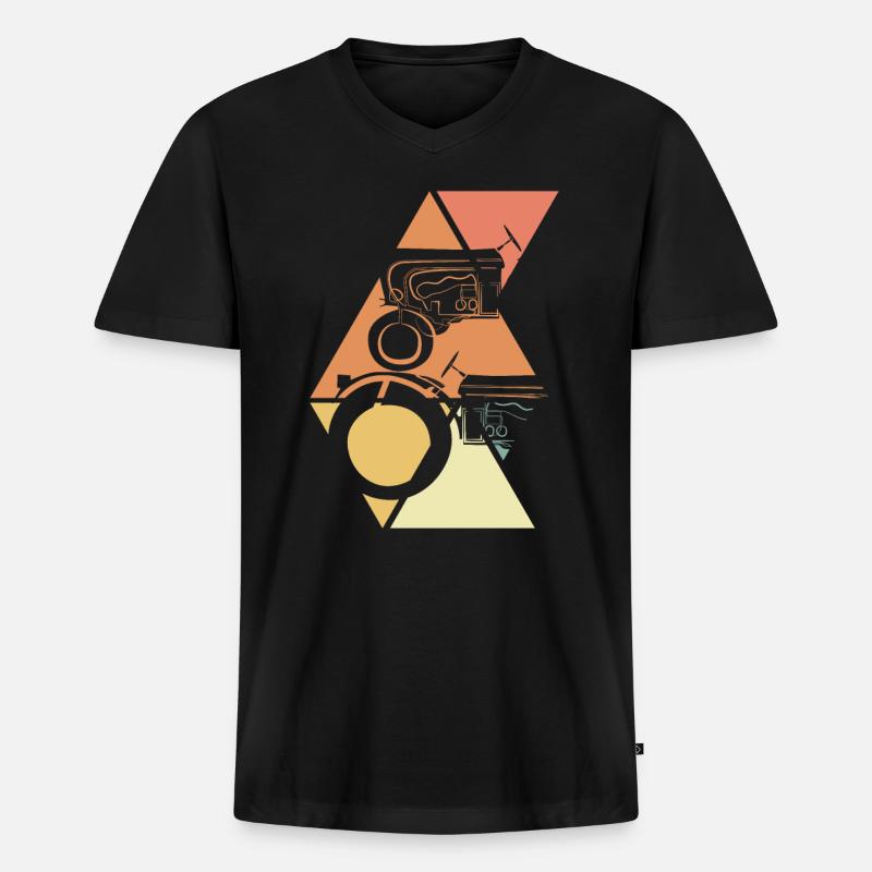 Traktor - Männer Premium Bio T-Shirt mit V-Ausschnitt - Schwarz