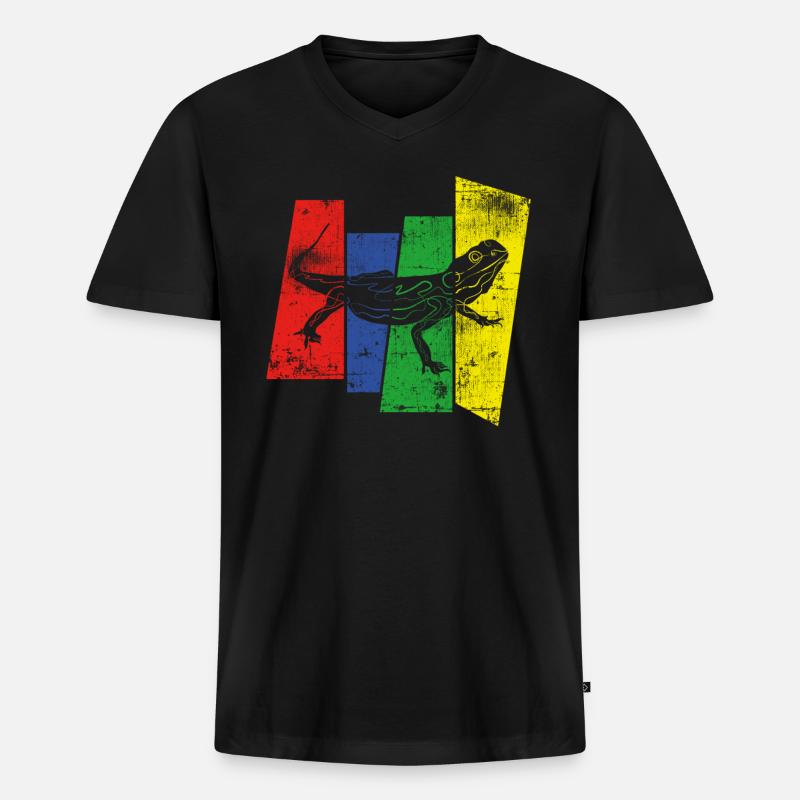 Echse - Männer Premium Bio T-Shirt mit V-Ausschnitt - Schwarz