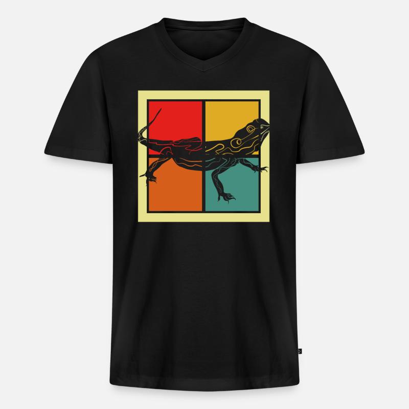 Echse - Männer Premium Bio T-Shirt mit V-Ausschnitt - Schwarz