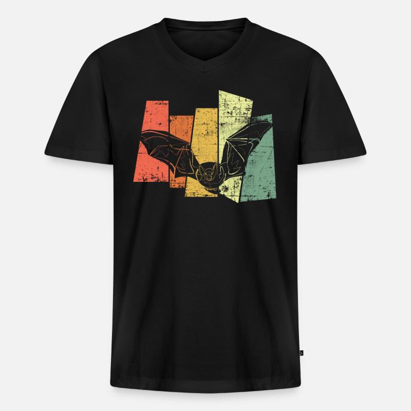 Fledermaus - Männer Premium Bio T-Shirt mit V-Ausschnitt - Schwarz