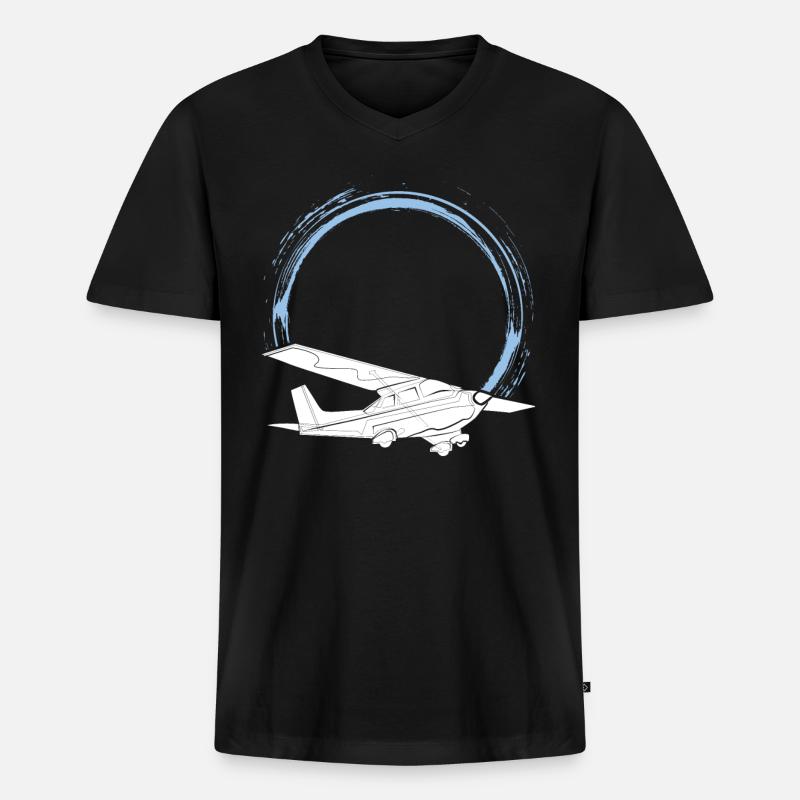 Pilot - Männer Premium Bio T-Shirt mit V-Ausschnitt - Schwarz