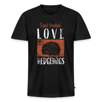 Hérisson - T-shirt encolure en V Premium bio Homme - noir - Devant - Nico (187cm)