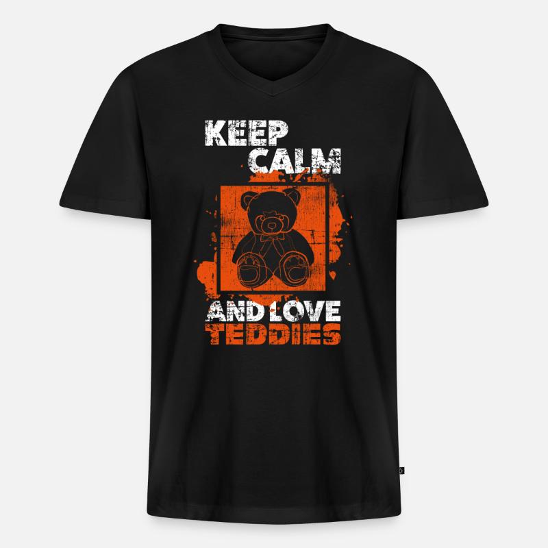 Teddy Teddybär - Männer Premium Bio T-Shirt mit V-Ausschnitt - Schwarz