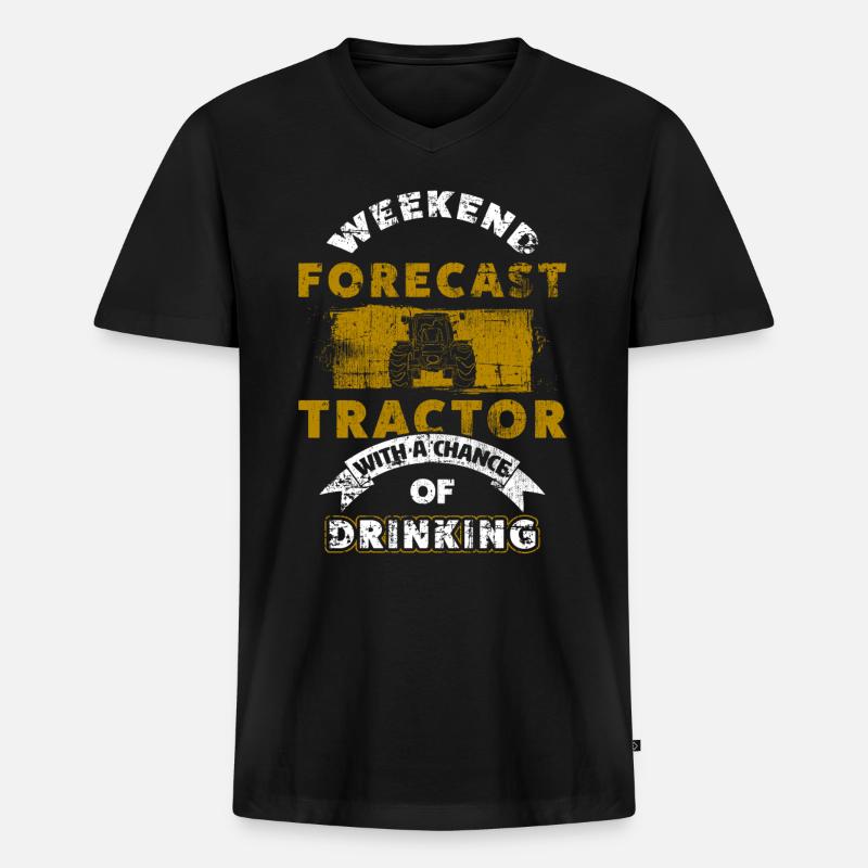 Traktor - Männer Premium Bio T-Shirt mit V-Ausschnitt - Schwarz