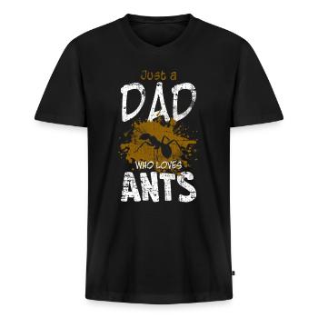 Mieren - Mannen Premium Bio T-shirt met V-hals - zwart - Voor - Nico (187cm)