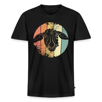 Schaf - Männer Premium Bio T-Shirt mit V-Ausschnitt - Schwarz - Vorne - Nico (187cm)