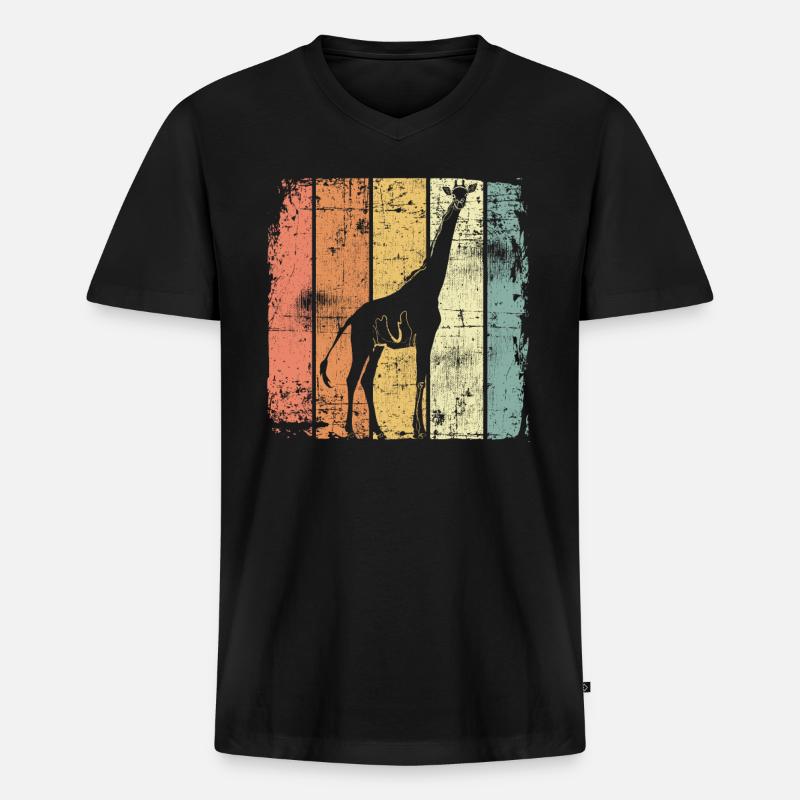 Giraffe - Männer Premium Bio T-Shirt mit V-Ausschnitt - Schwarz