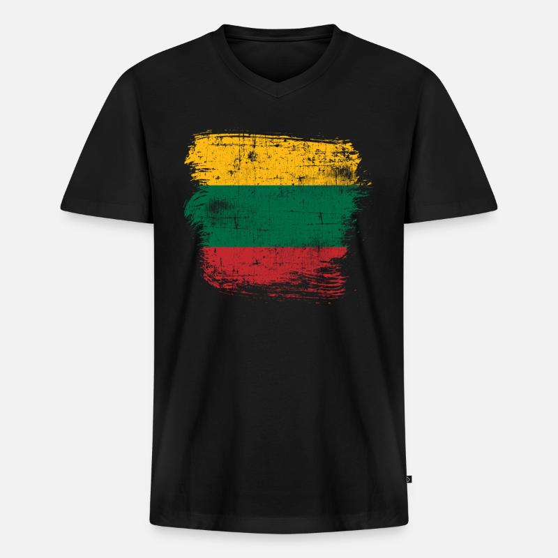 Litauen - Männer Premium Bio T-Shirt mit V-Ausschnitt - Schwarz
