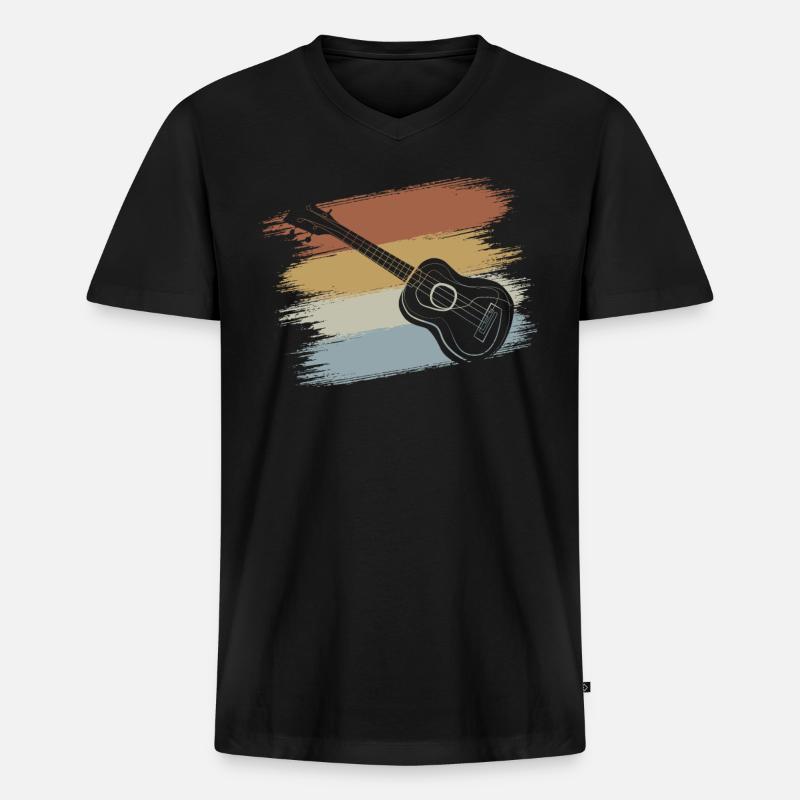Ukulele retro - Männer Premium Bio T-Shirt mit V-Ausschnitt - Schwarz
