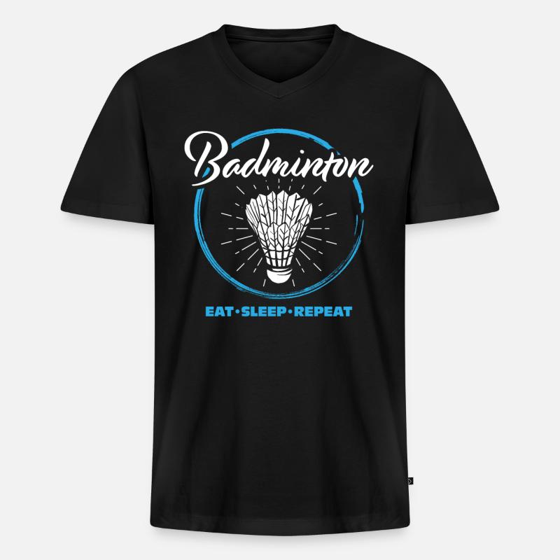 Badminton - Männer Premium Bio T-Shirt mit V-Ausschnitt - Schwarz