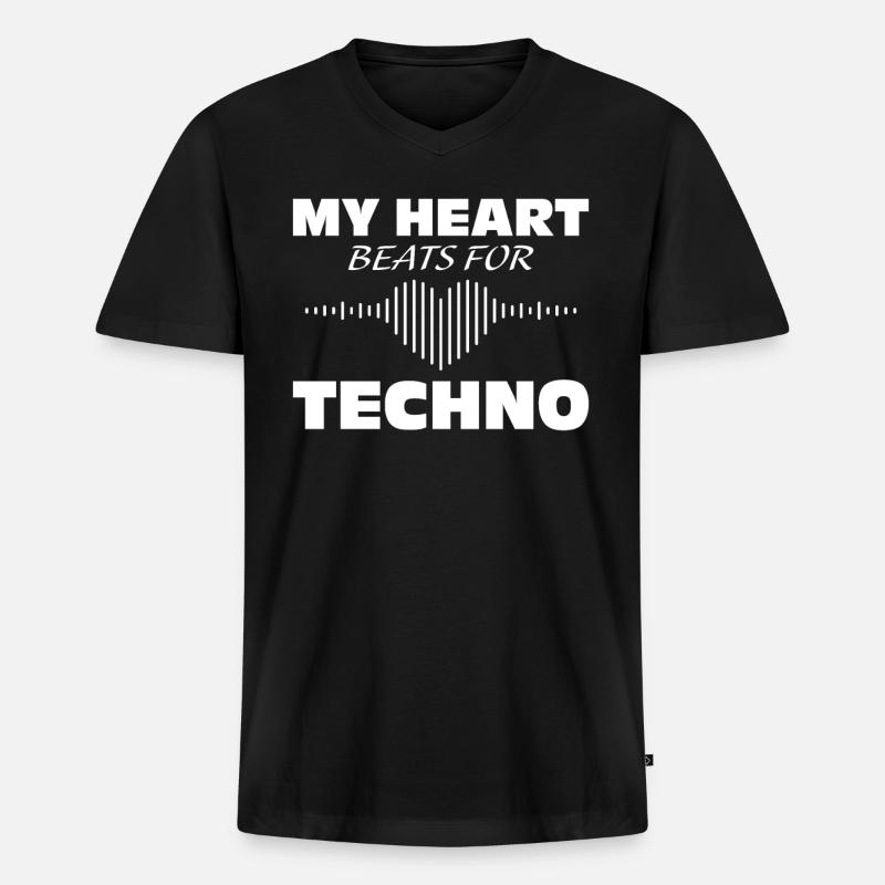 Techno - Männer Premium Bio T-Shirt mit V-Ausschnitt - Schwarz