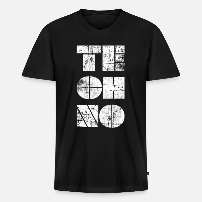 Techno - Männer Premium Bio T-Shirt mit V-Ausschnitt - Schwarz