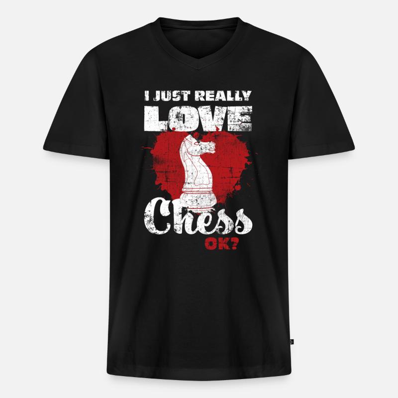 Schach - Männer Premium Bio T-Shirt mit V-Ausschnitt - Schwarz