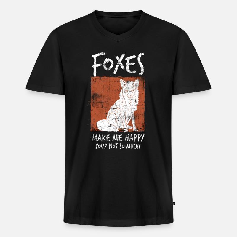 Fuchs - Männer Premium Bio T-Shirt mit V-Ausschnitt - Schwarz