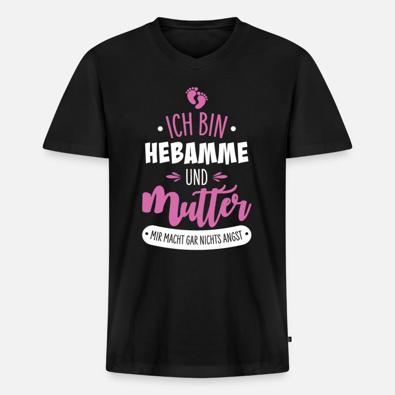 Hebamme Mutter - Männer Premium Bio T-Shirt mit V-Ausschnitt - Schwarz