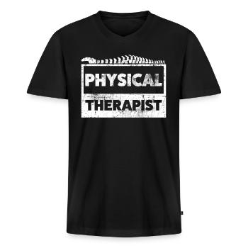 Physiotherapeut - Männer Premium Bio T-Shirt mit V-Ausschnitt - Schwarz - Vorne - Nico (187cm)