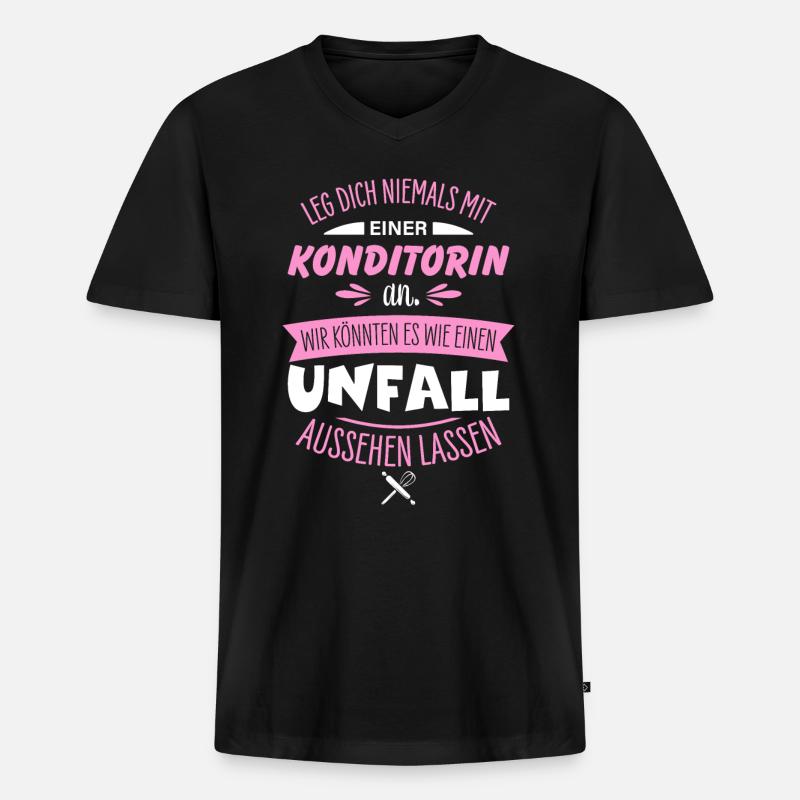 Konditorin - Männer Premium Bio T-Shirt mit V-Ausschnitt - Schwarz