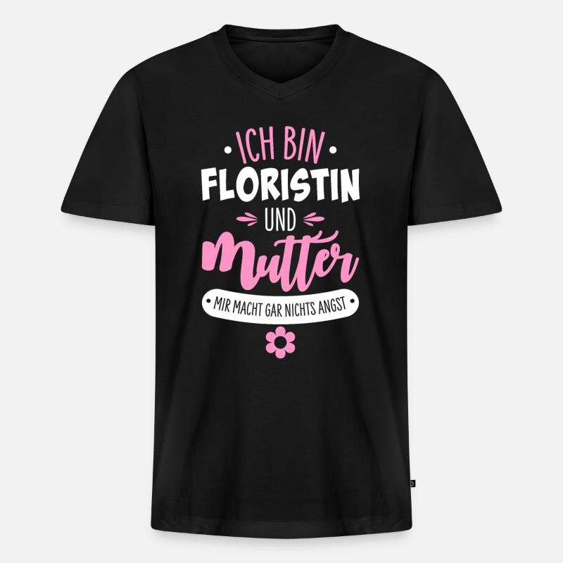Floristin Mutter - Männer Premium Bio T-Shirt mit V-Ausschnitt - Schwarz