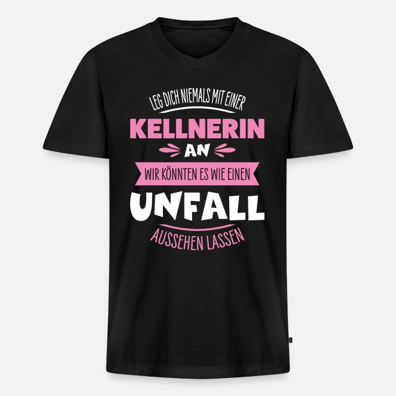 Kellnerin - Männer Premium Bio T-Shirt mit V-Ausschnitt - Schwarz