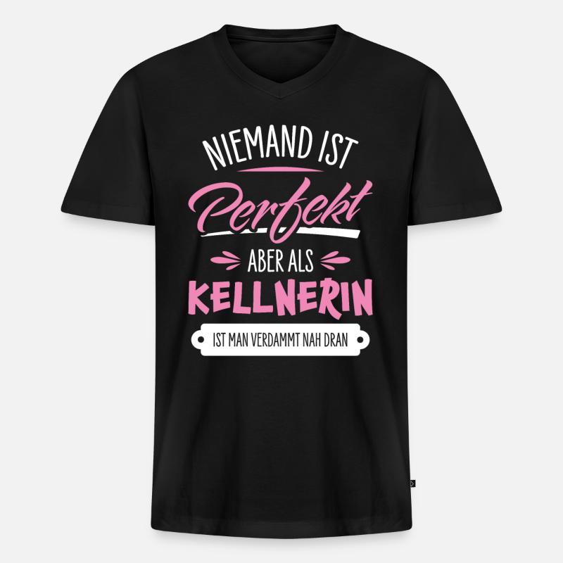 Kellnerin - Männer Premium Bio T-Shirt mit V-Ausschnitt - Schwarz