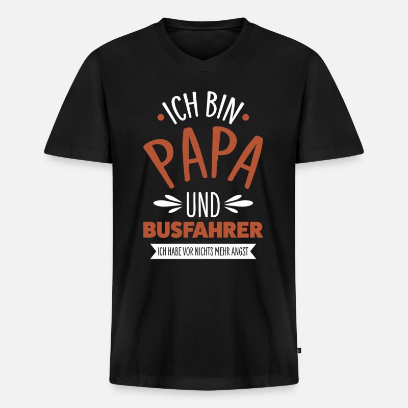 Busfahrer Papa - Männer Premium Bio T-Shirt mit V-Ausschnitt - Schwarz