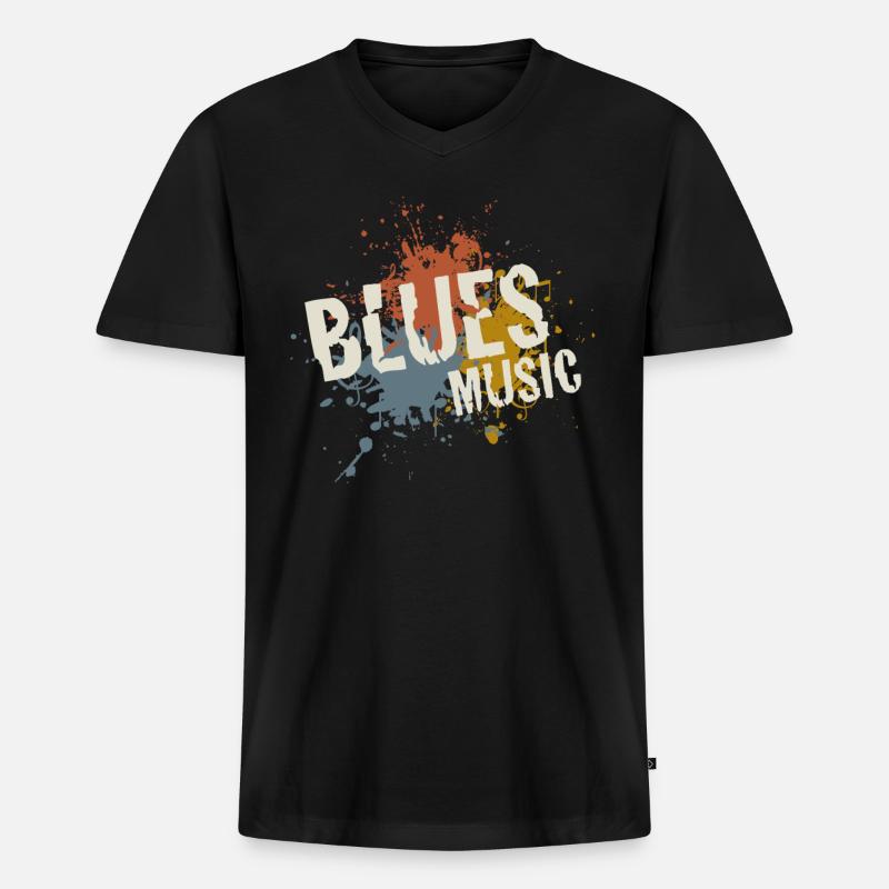 Blues - Männer Premium Bio T-Shirt mit V-Ausschnitt - Schwarz