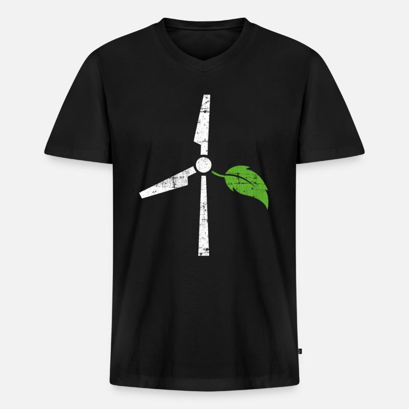 Umweltschutz Windenergie - Männer Premium Bio T-Shirt mit V-Ausschnitt - Schwarz