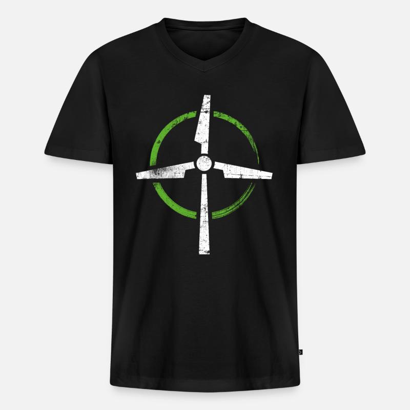 Windkraft - Männer Premium Bio T-Shirt mit V-Ausschnitt - Schwarz