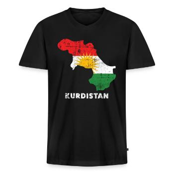Kurdistan - Männer Premium Bio T-Shirt mit V-Ausschnitt - Schwarz - Vorne - Nico (187cm)