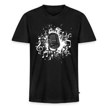 Chanter des chanteurs - T-shirt encolure en V Premium bio Homme - noir - Devant - Nico (187cm)