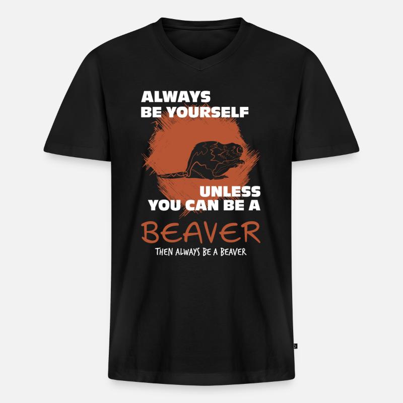 Biber - Männer Premium Bio T-Shirt mit V-Ausschnitt - Schwarz