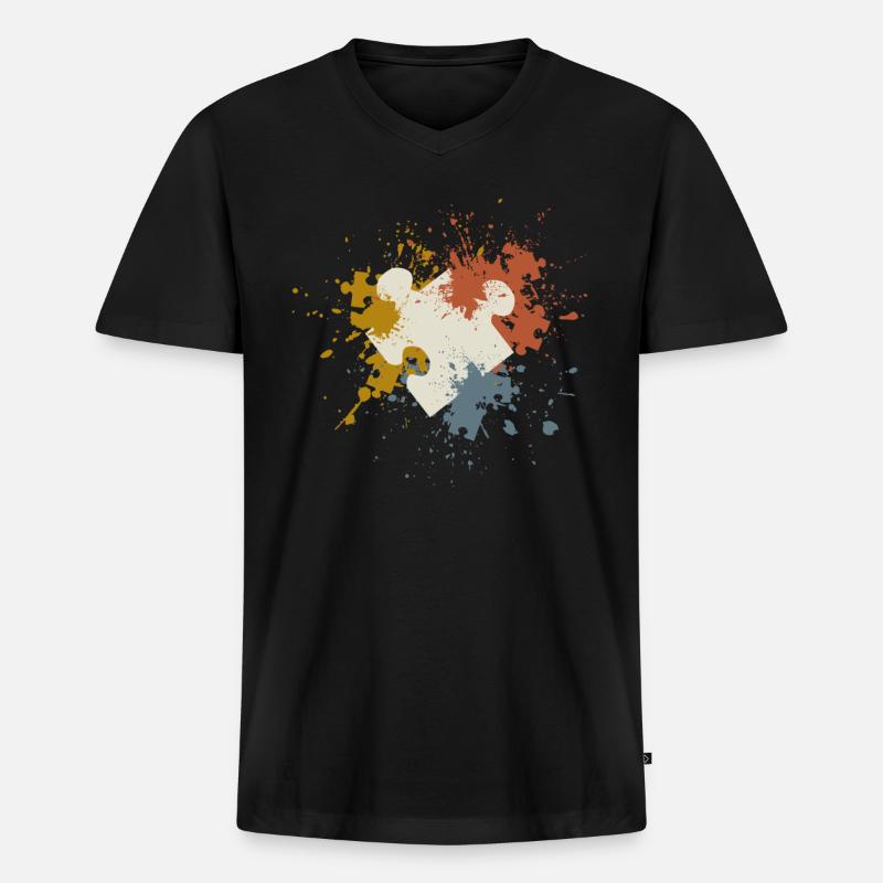 Puzzles - Men's Premium Organic T-shirt with V-neck - black