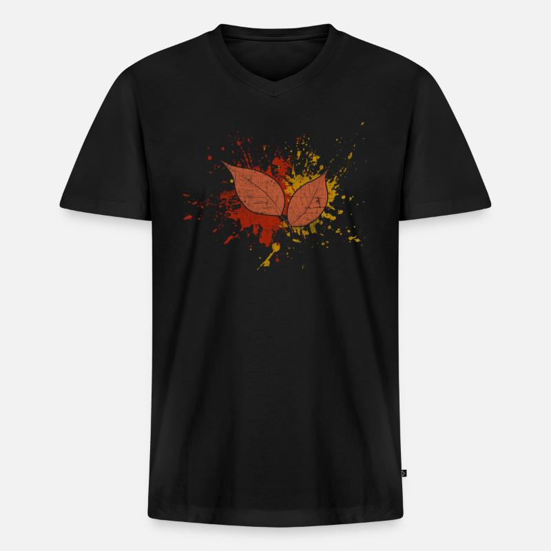 Herbst - Männer Premium Bio T-Shirt mit V-Ausschnitt - Schwarz