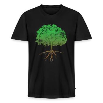 Boom - Mannen Premium Bio T-shirt met V-hals - zwart - Voor - Nico (187cm)