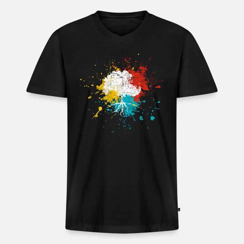 Baum - Männer Premium Bio T-Shirt mit V-Ausschnitt - Schwarz